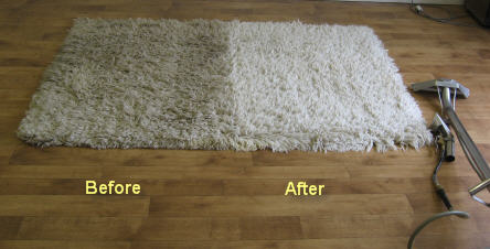 Before and after rug cleaning